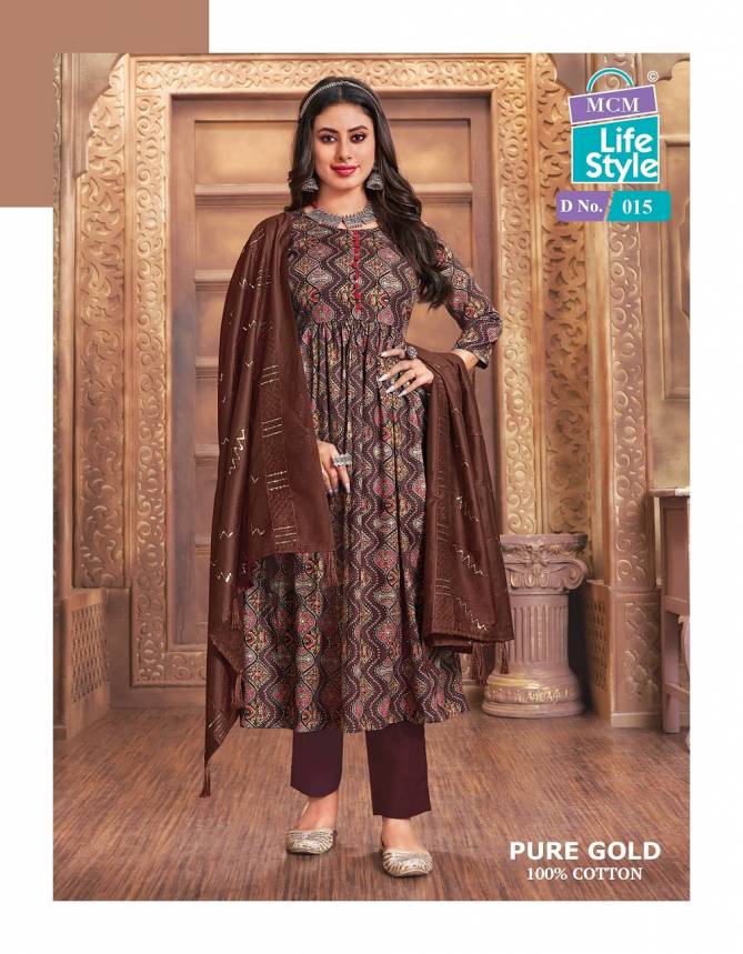 Pure Gold Vol 1 By MCM Cotton Printed Anarkali Kurti With Bottom Dupatta Wholesale Online